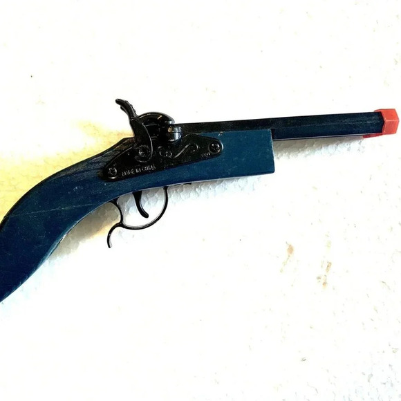 NEW Colonial Classic Double Percussion Wooden Toy Cap Firing Pistol Blue - Picture 7 of 7